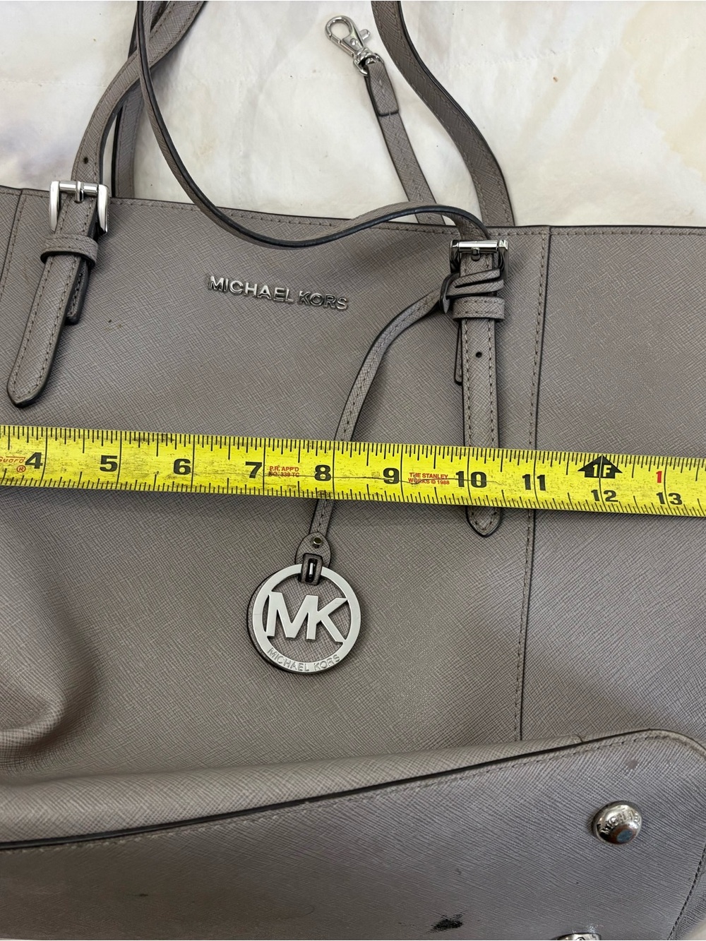 Michael Kors Gray Taupe Saffiano Leather Tote